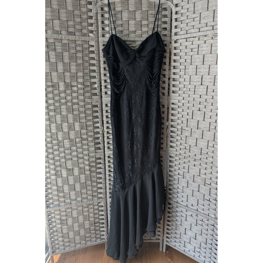 Windsor Black Lace Ruched Maxi Dress